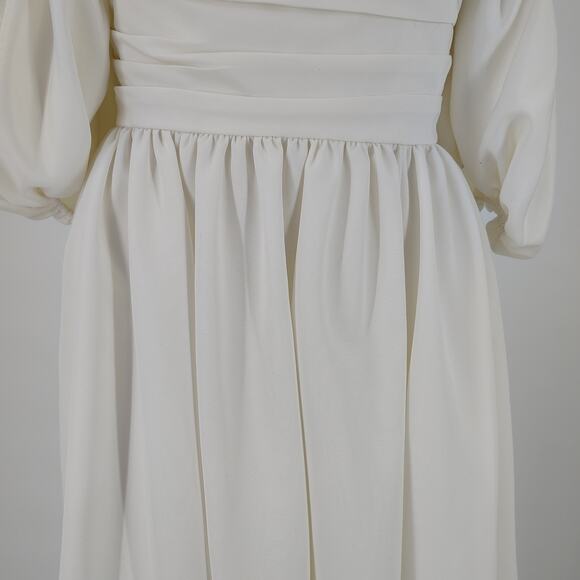 Jenny Yoo Marcelle Detachable Puff Sleeves Midi Ivory Dress Size 6 - Picture 10 of 16